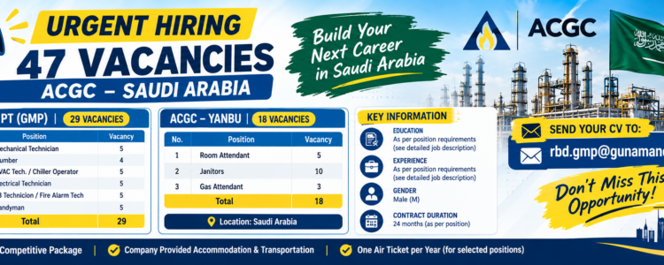URGENT HIRING | 47 VACANCIES | ACGC – SAUDI ARABIA