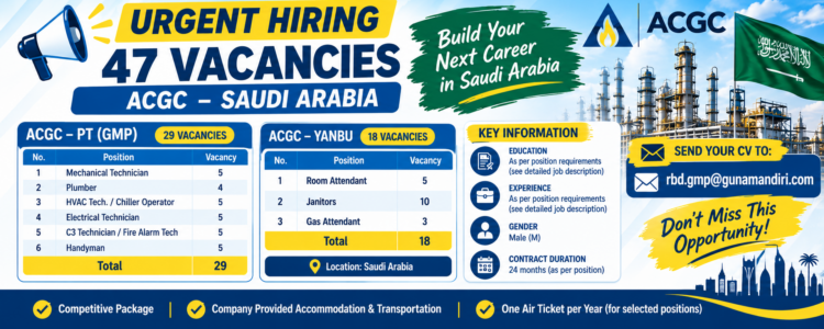 URGENT HIRING | 47 VACANCIES | ACGC – SAUDI ARABIA
